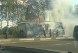 На Правом берегу произошел сильный пожар: сгорел прицеп фуры!