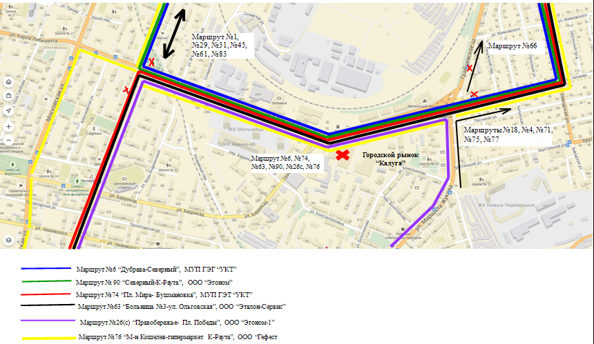 Карта маршрутов автобусов калуга