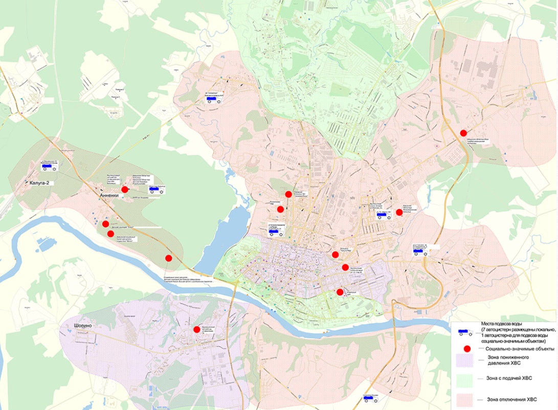 Карта колонок с водой