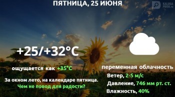 Прогноз погоды в Калуге на 25 июня