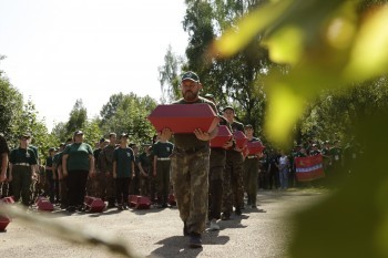 На мемориале "Подрыв" в Калужской области захоронили останки 182 красноармейцев