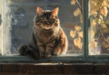 Уже месяц наш кот отказывается есть из-за нового питомца - сидит на подоконнике и осуждает