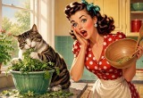 Я села на диету и неделю выращивала зелень для салата в горшке. А её сожрал наш кот