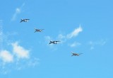 "Витязи" и "Стрижи" репетируют Парад Победы в небе над Калугой. Фотографии.