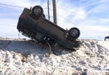 На Гагаринской развязке перевернулся вседорожник