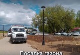 В сквере Волкова посадили газон
