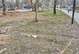 Сквер в микрорайоне Кубяка утопает в грязи