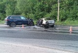 Под Калугой 87-летний водитель BMW выехал на встречку и устроил ДТП с возгоранием 